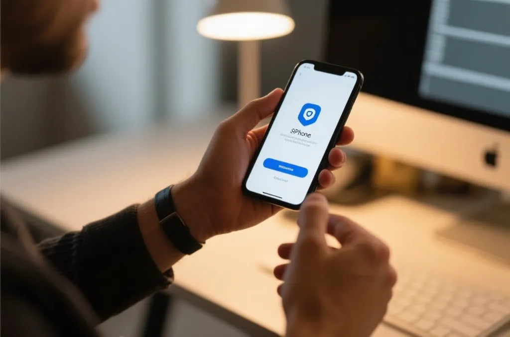 iPhone user updating application securely from official download page