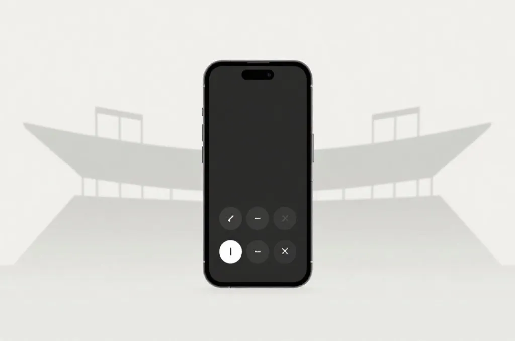 A minimalist conceptual illustration showing a phone with system notification toggles turned on, a soft silhouette of a sports stadium in the background, clean and professional design